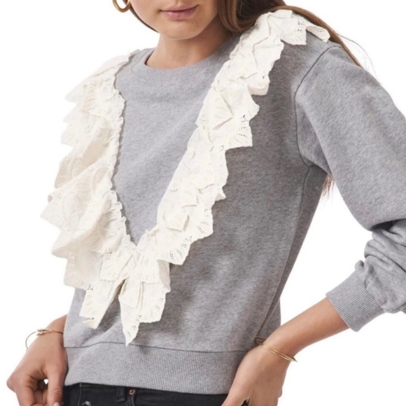 NWT 1. State Crewneck Sweatshirt w/Ruffle Accent XL - Picture 2 of 9